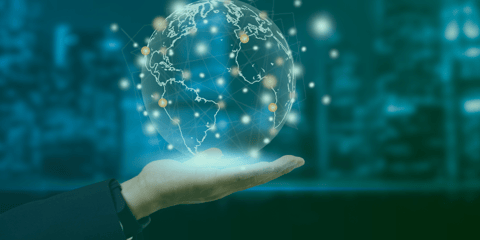 ERP solution - global resource planning - globe with network lights